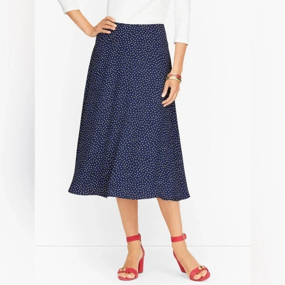 Talbots navy,white and yellow midi a-line skirt sz 12 - Picture 3 of 8